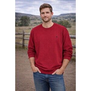 Polo Ralph Lauren Red Crewneck Sweatshirt Mens Large Pony Logo